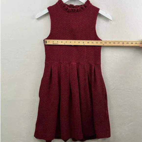 Anthropologie Ganni Burgundy Pinnacle Pleated Sleeveless Fit & Flare Dress  XS - Picture 9 of 15
